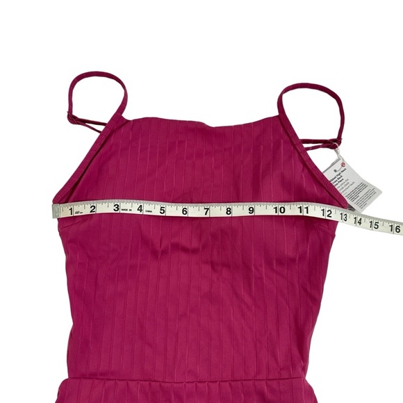 Lululemon Ribbed High Neck Cross Back One Piece Swimsuit Pink Medium Skimpy Cut - Picture 5 of 13